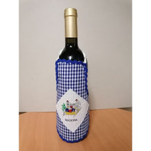 Carregar imagem no visualizador da galeria, Avental de Garrafa Estampado: Borda Azul; Carrinho de Cesto Xadrez