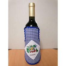 Carregar imagem no visualizador da galeria, Avental de Garrafa Estampado: Borda Azul; Casa de Santana Xadrez