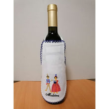 Carregar imagem no visualizador da galeria, Avental de Garrafa Bordado à Máquina: Azul; Casal de Vilões