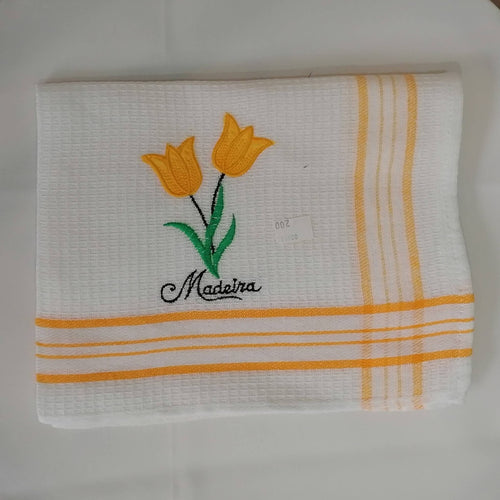 Pano com Boca de Jarro Bordado: Amarelo