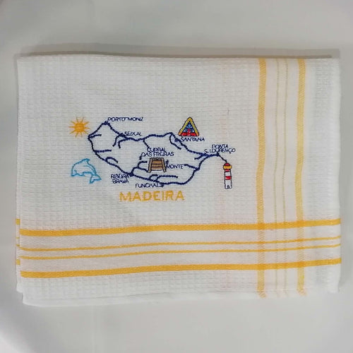 Pano com Mapa da Ilha da Madeira Bordado: Amarelo