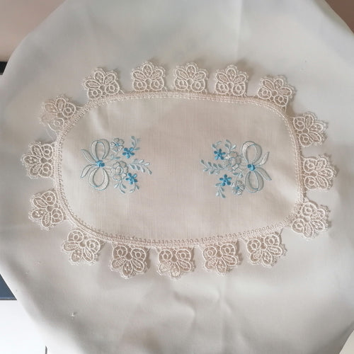 Individual Bordado à Máquina; 25x35 cm; Azul