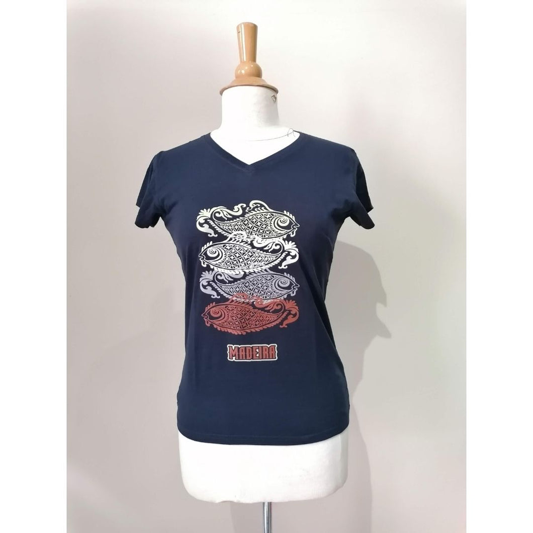 T-shirt Mulher 4 Peixes (Extra Large): Azul